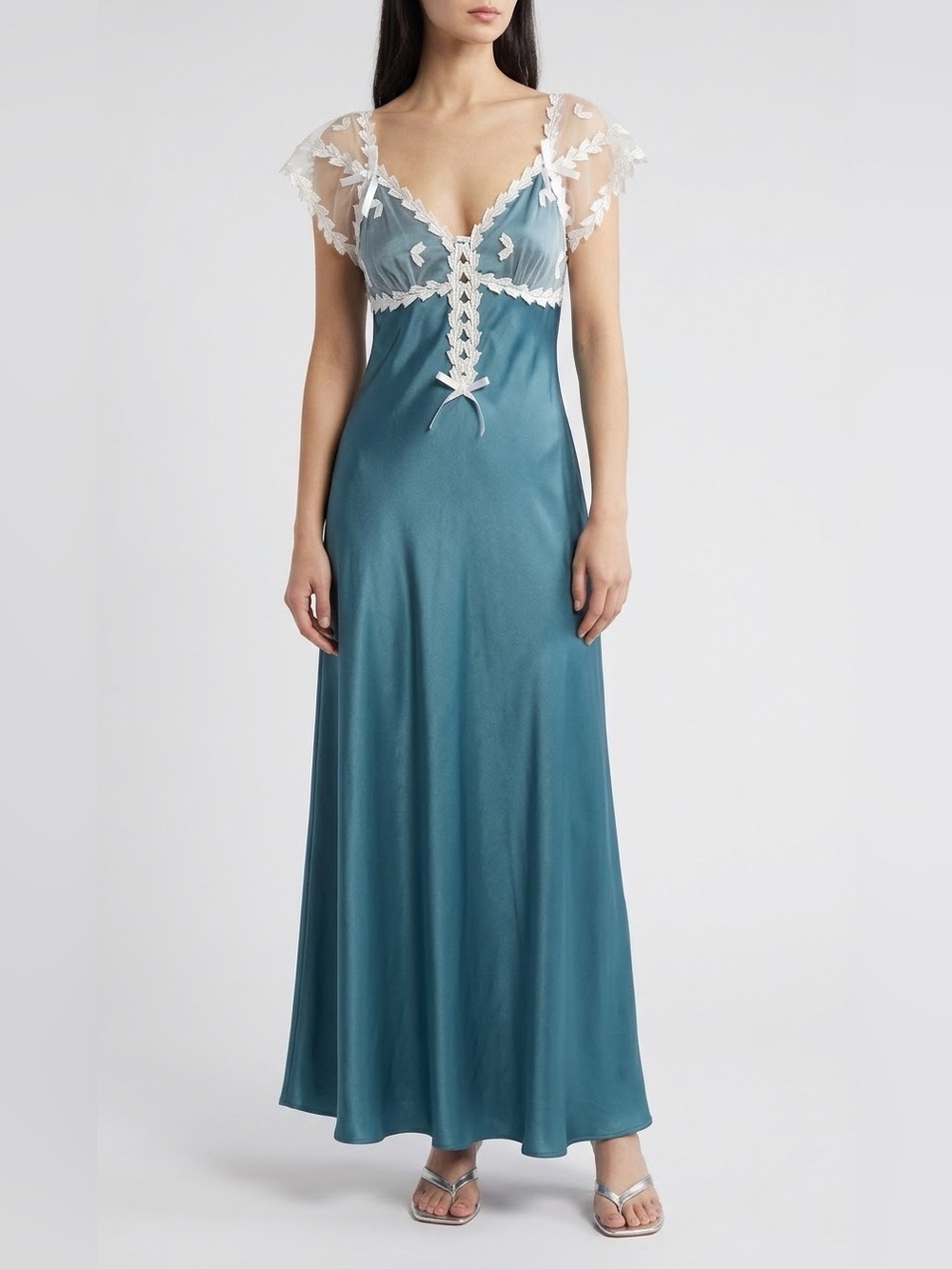 Juliana A.Bella 100% Silk Lace Slip Dress Italian Romantic , size 44/ M /8